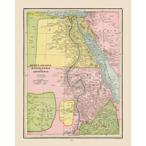 Historic Map - Africa Northeastern - Cram 1892 - Vintage Wall Art