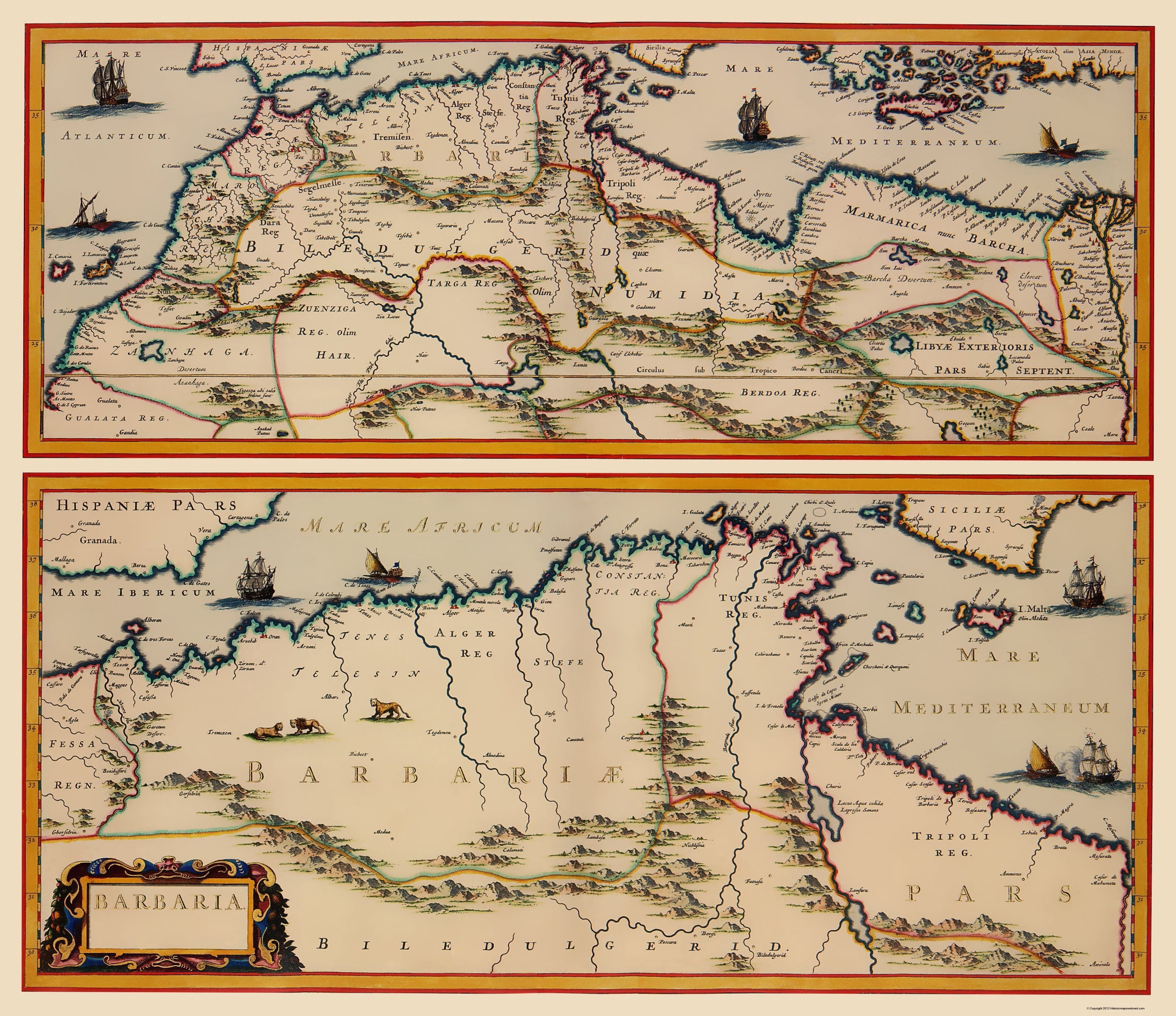 Historic Map - Africa Northern Coast - Blaeu 1650 - Vintage Wall Art ...