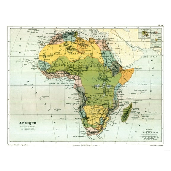 Historic Map - Africa Political - Cortambert 1880 - 29.78 x 23 - Vintage Wall Art