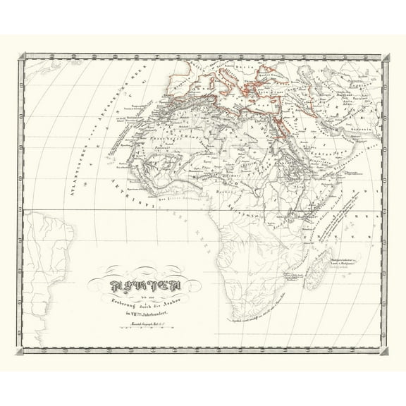 Historic Map - Africa Prior Mohammedan - Spruner 1855 - 27.70 x 23 - Vintage Wall Art
