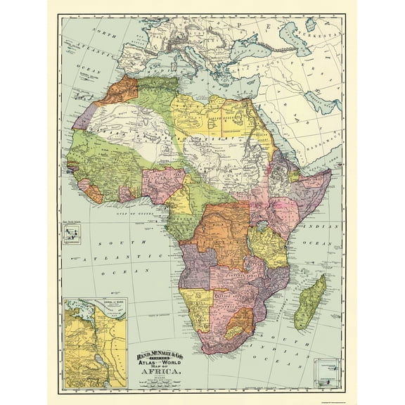Historic Map - Africa - Rand McNally 1897 - 23 x 30 - Vintage Wall Art