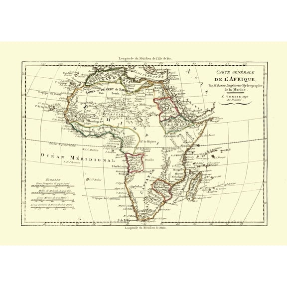 Historic Map - Africa - Santini 1794 - Vintage Wall Art