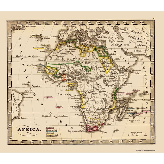 Historic Map - Africa - Stieler 1852 - 23 x 26.67 - Vintage Wall Art