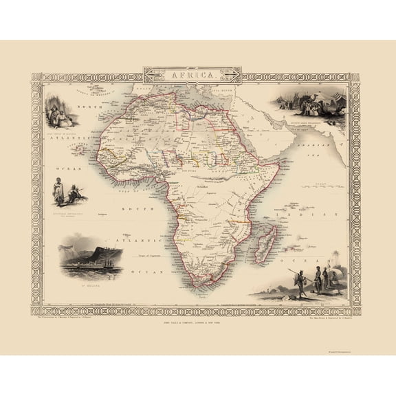 Historic Map - Africa - Tallis 1851 - 23 x 28.83 - Vintage Wall Art