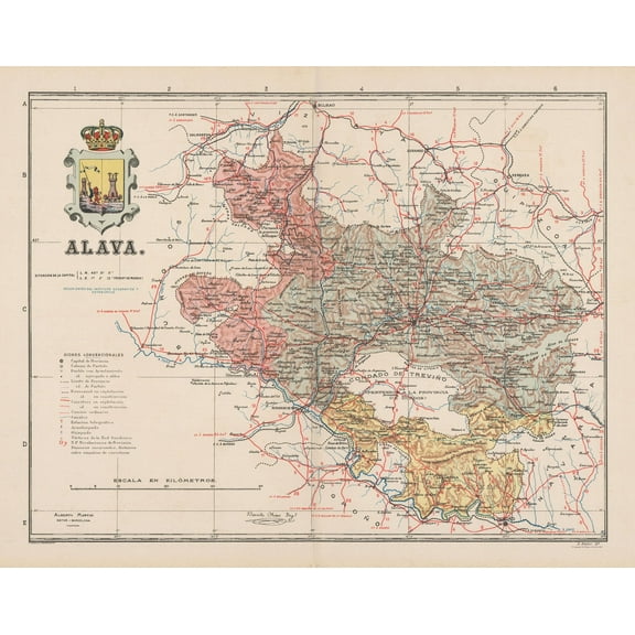 Historic Map - Alava Spain - Martin 1900 - 29.05 x 23 - Vintage Wall Art