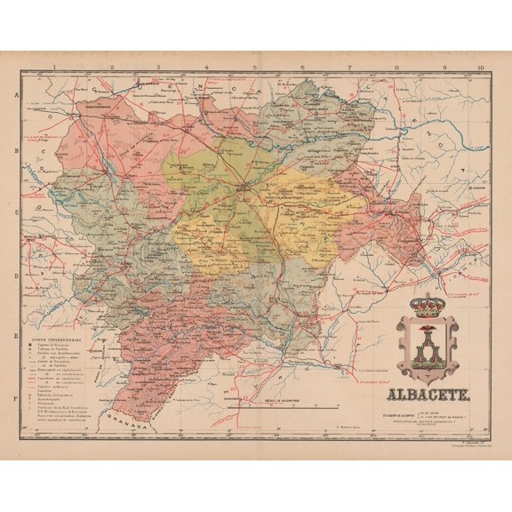Historic Map - Albacete Spain - Martin 1911 - 28.69 x 23 - Vintage Wall Art