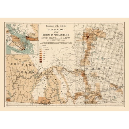 Historic Map - Alberta British Columbia Canada - White 1906 - Vintage Wall Art