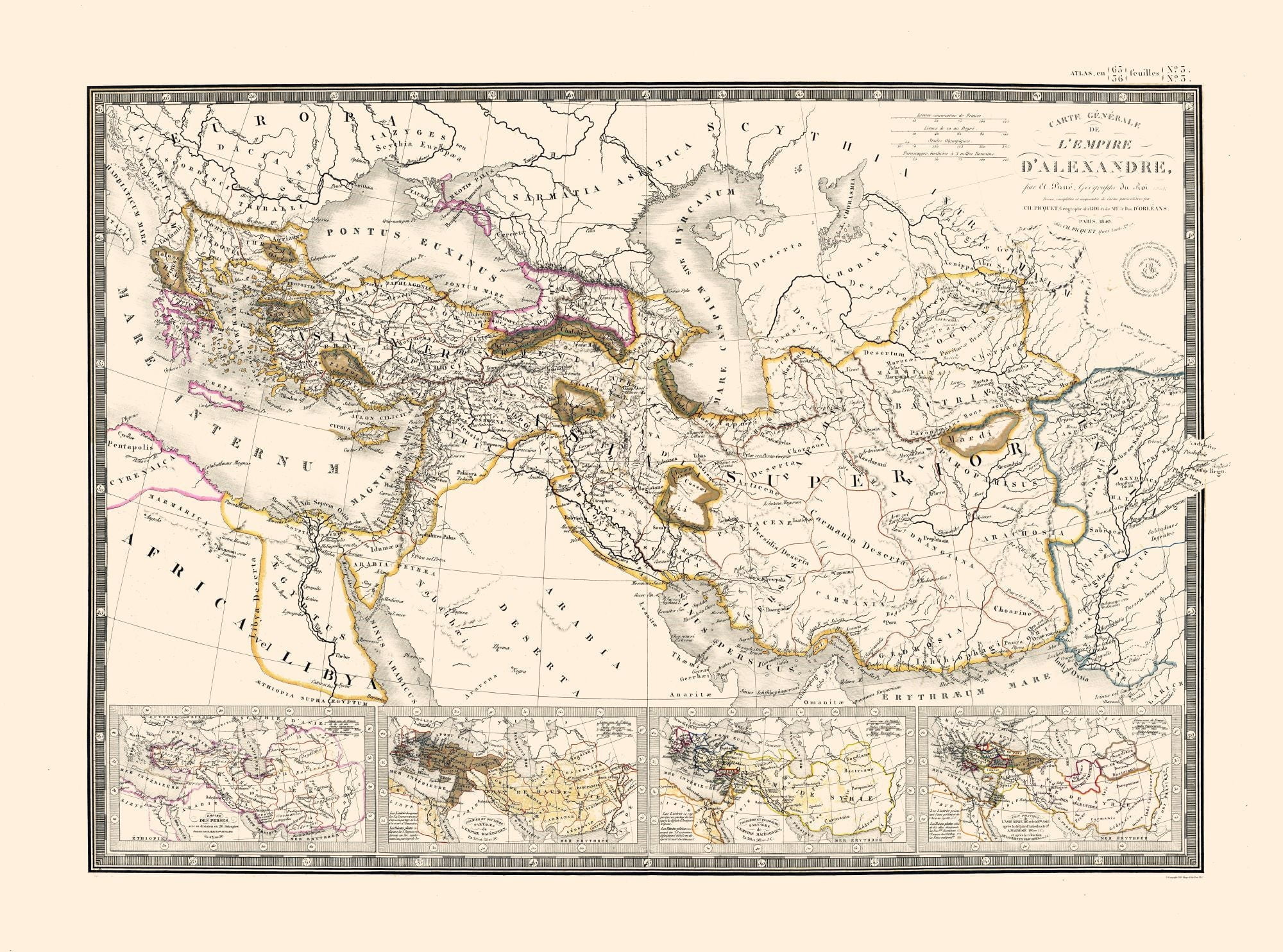 Historic Map - Alexander Great Empire - Brue 1840 - 31.00 x 23 ...