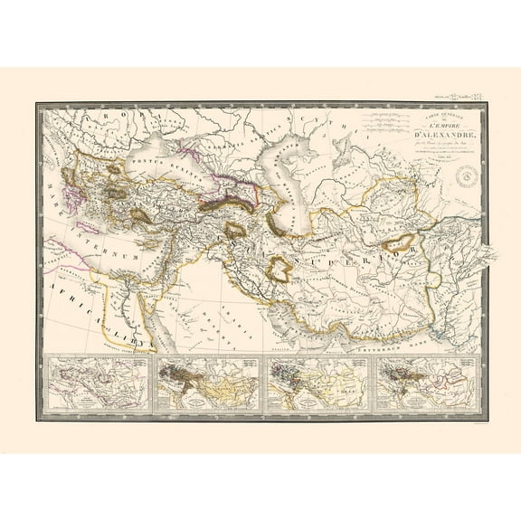 Historic Map - Alexander Great Empire - Brue 1840 - 31.00 x 23 - Vintage Wall Art