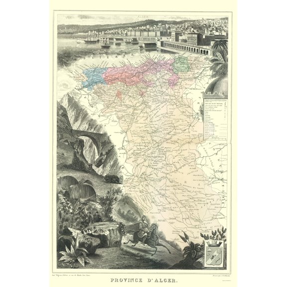 Historic Map - Algeria - Migeon 1869 - 23 x 35.05 - Vintage Wall Art