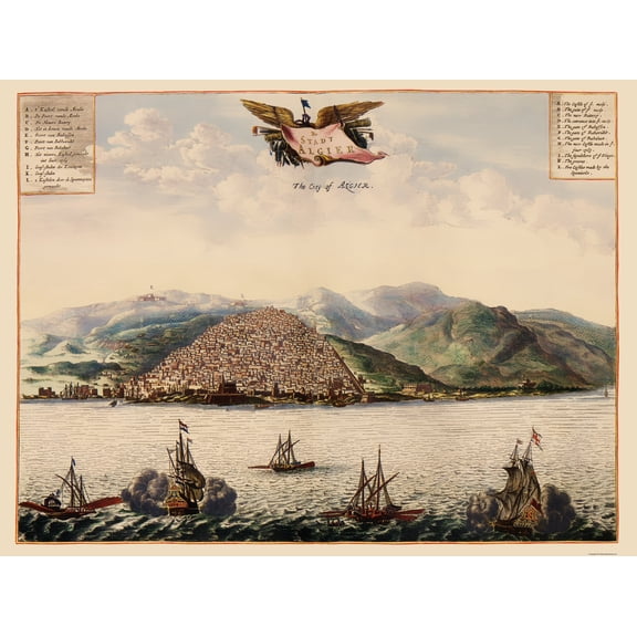 Historic Map - Algiers Algeria - Ogilby 1690 - Vintage Wall Art