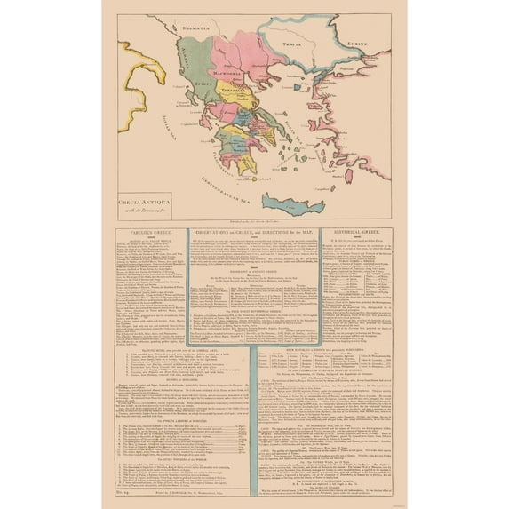 Historic Map - Ancient Greece - Le Sage 1801 - Vintage Wall Art