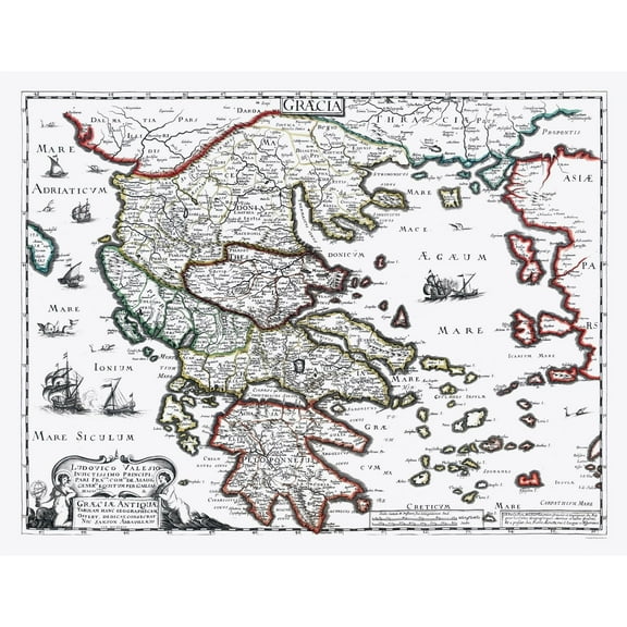Historic Map - Ancient Greece - Sanson 1641 - 29.75 x 23 - Vintage Wall Art