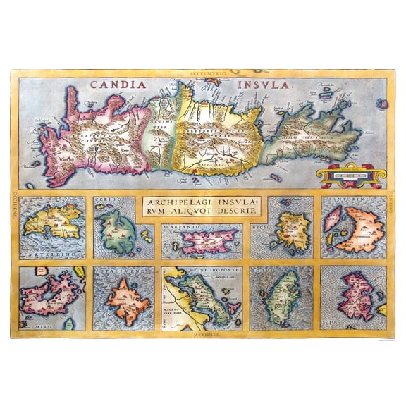 Historic Map - Ancient Greek Islands - Ortelius 1570 - Vintage Wall Art