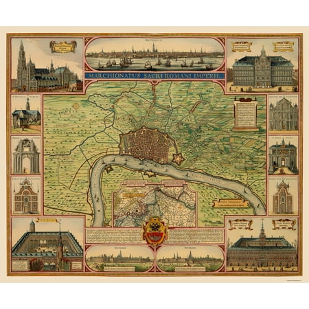 Historic Map - Antwerp Belgium Vicinity - Visscher 1624 - Vintage Wall Art