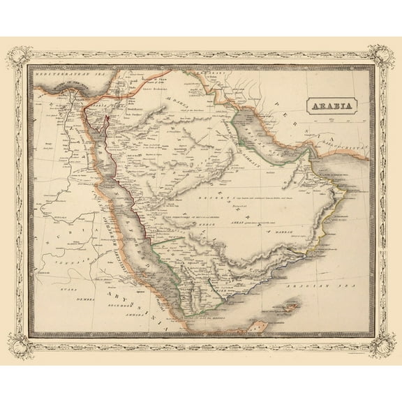 Historic Map - Arabia - 28.10 x 23 - Vintage Wall Art