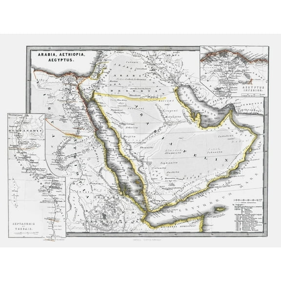 Historic Map - Arabia Ethiopia Egypt - Spruner 1865 - 30.24 x 23 - Vintage Wall Art