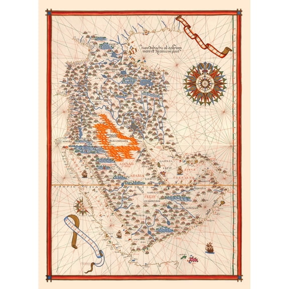 Historic Map - Arabia - Martines 1587 - Vintage Wall Art