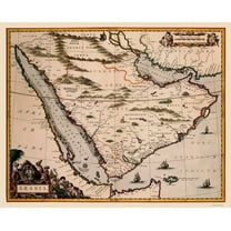 Historic Map - Arabian Peninsula- Blaeu 1662 - 23 x 28.50 - Vintage Wall Art
