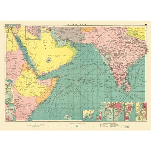 Historic Map - Asia Arabian Sea Region - Philip 1905 - Vintage Wall Art