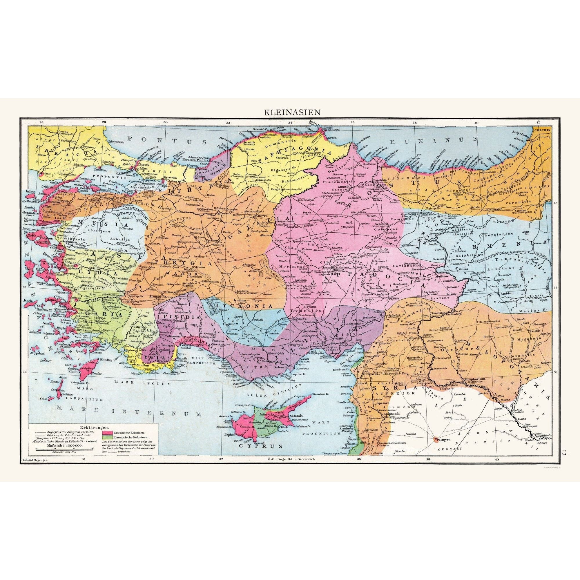 Historic Map - Asia Minor - Droysen 1886 - Vintage Wall Art - Walmart.com