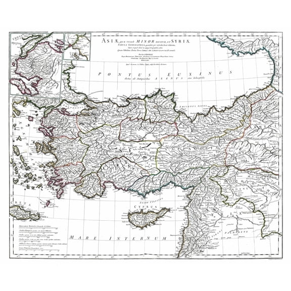 Historic Map - Asia Minor Syria - D'Anville 1799 - Vintage Wall Art