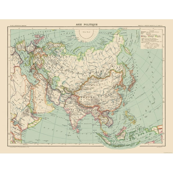 Historic Map - Asia Political - Schrader 1908 - 29.62 x 23 - Vintage Wall Art