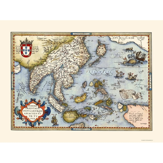 Historic Map - Asia Southeast - Ortelius 1570 - 23 x 30.63 - Vintage Wall Art