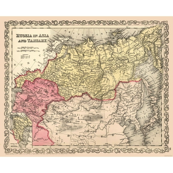 Historic Map - Asia Tartary - Desilver 1856 - 28.33 x 23 - Vintage Wall Art