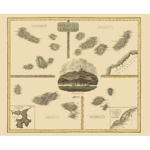 Historic Map - Atlantic Islands - Thomson 1814 - Vintage Wall Art
