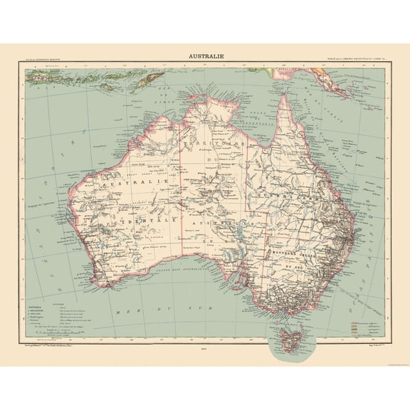 Historic Map - Australia - Schrader 1908 - 29.17 x 23 - Vintage Wall Art