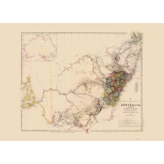 Historic Map - Australia Southeast - Arrowsmith 1844 - 23 x 31.95 - Vintage Wall Art