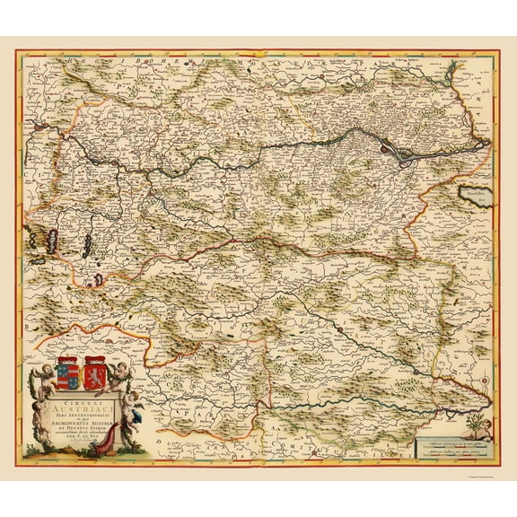 Historic Map - Austria - De Wit 1688 - Vintage Wall Art