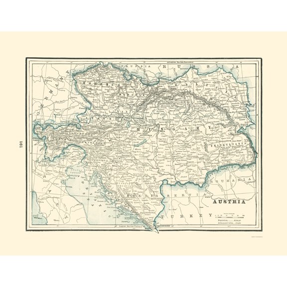 Historic Map - Austria Hungary - Rathbun 1893 - Vintage Wall Art
