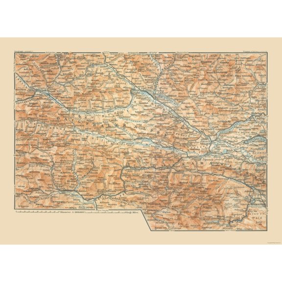 Historic Map - Austria Italy Gailthaler Alpen Region - Baedeker 1910