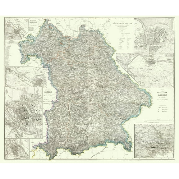 Historic Map - Bavaria Regensburg Regions Germany - Radefeld 1860 - 23 x 27 - Vintage Wall Art