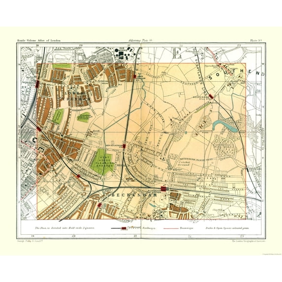 Historic Map - Beckenham London England - Philip 1904 - 28.30 x 23 ...