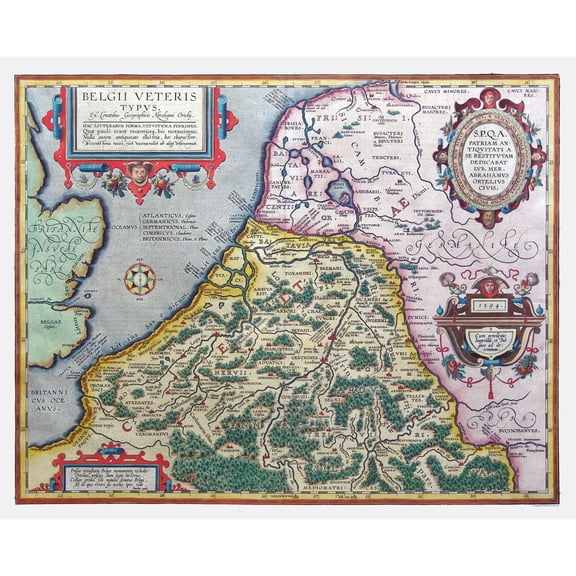Historic Map - Belgium 1594 - Ortelius 1570 - Vintage Wall Art