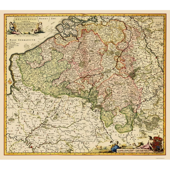 Historic Map - Belgium - Visscher 1684 - 23 x 26.12 - Vintage Wall Art