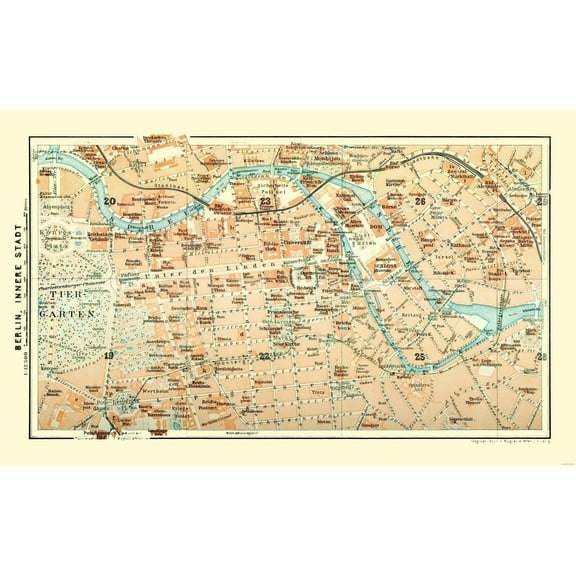 Historic Map - Berlin Germany - Baedeker 1914 - 37.12 x 23 - Vintage Wall Art
