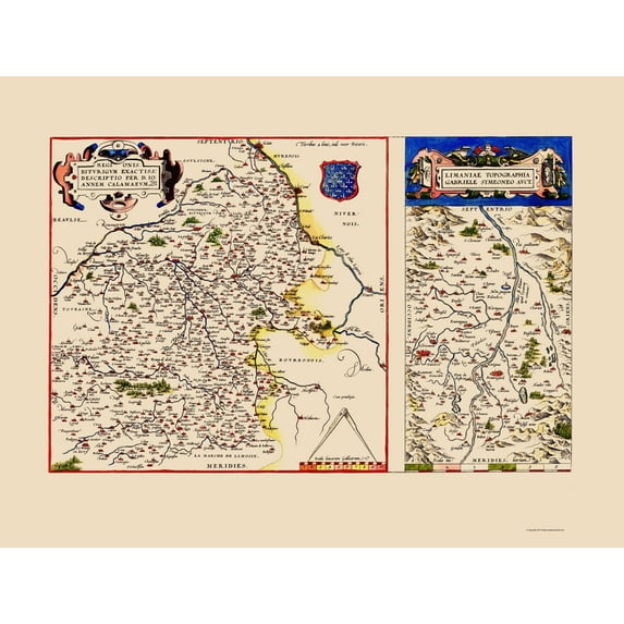 Historic Map - Berry Limagne Antique France - Ortelius 1579 - Vintage Wall Art