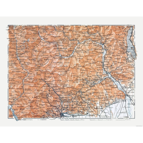 Historic Map - Biella Province Italy Northern - Bertarelli 1914 - 29.88 x 23 - Vintage Wall Art