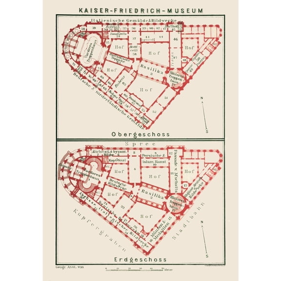Historic Map - Bode Museum Berlin Germany - Baedeker 1914 - Vintage Wall Art