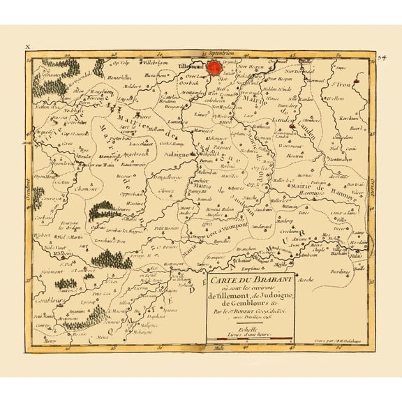 Historic Map - Brabant Province Belgium - Robert 1748 - Vintage Wall Art
