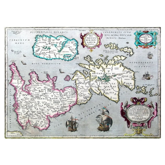 Historic Map - Britain Ancient - Ortelius 1595 - 31.62 x 23 - Vintage Wall Art
