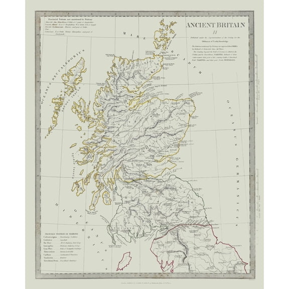 Historic Map - Britain Ancient Terrain - Baldwin 1830 - Vintage Wall Art