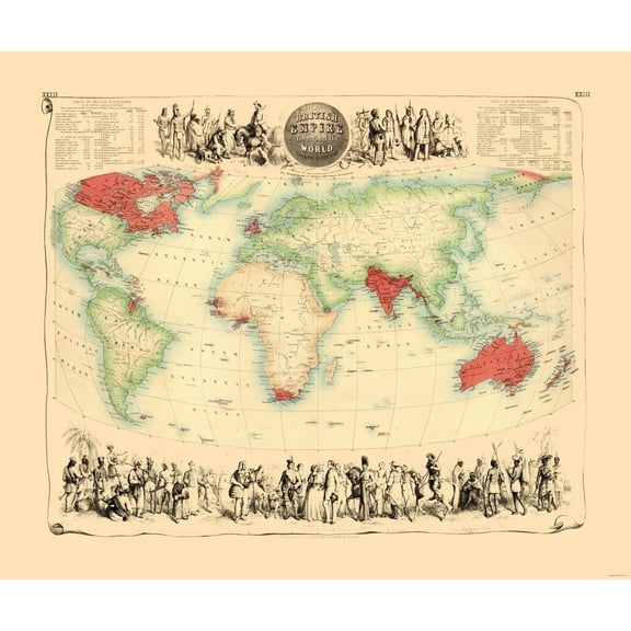 Historic Map - British Empire World - Bartholomew 1872 - 27.48 x 23 - Vintage Wall Art