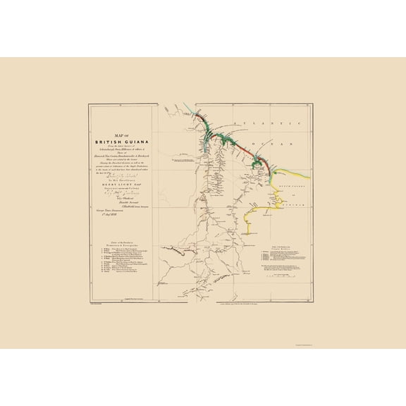 Historic Map - British Guiana - Arrowsmith 1844 - 23 x 31.95 - Vintage Wall Art