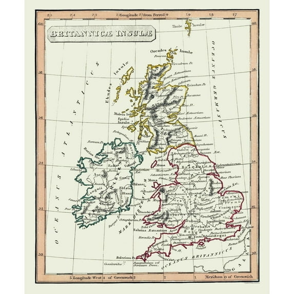 Historic Map - British Isles Ancient - Fenner 1830 - Vintage Wall Art