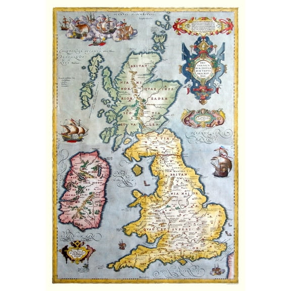 Historic Map - British Isles Ancient - Ortelius 1590 - 23 x 33.52 - Vintage Wall Art